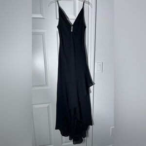 Betsy & Adam Women’s Black V-Neck Maxi Dress with Rhinestone Accent Size 10